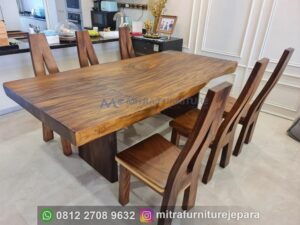 Meja Makan Kayu Trembesi Minimalis Modern