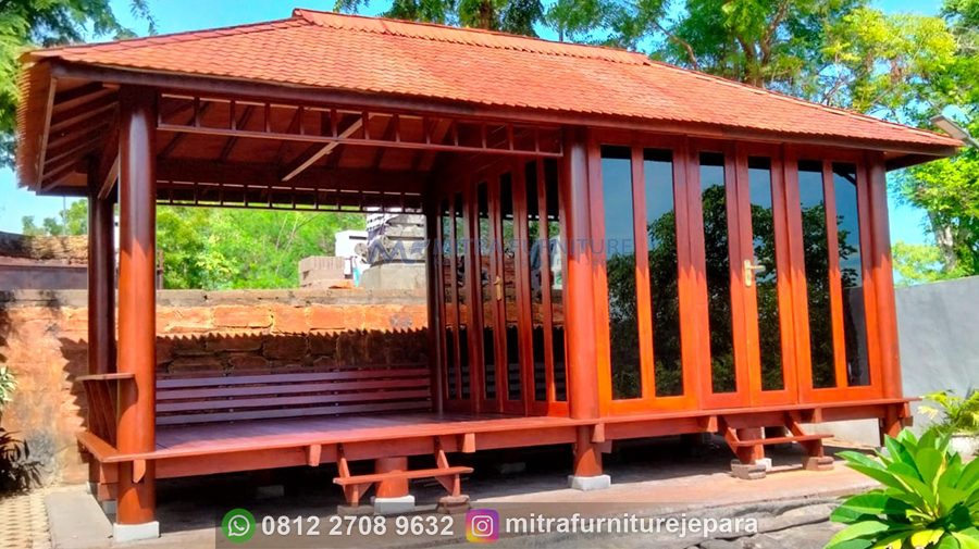 contoh rab gazebo kayu jati minimalis​