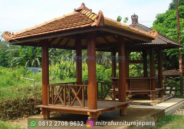 gazebo minimalis dari kayu​